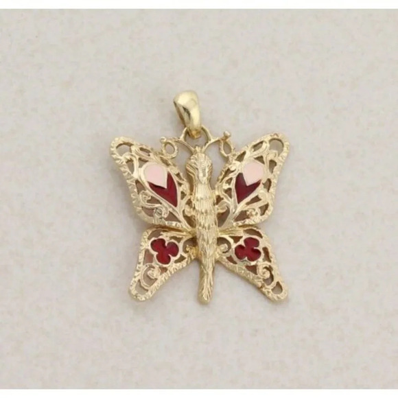 Pendant Only 14k Yellow Gold Butterfly Pendant - Picture 1 of 5